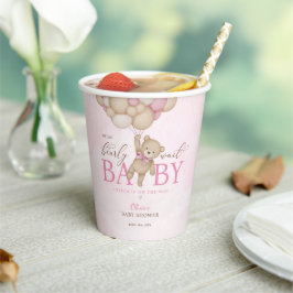 We Can Bearly Wait Pink Baby Shower Papieren Bekers