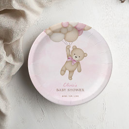 We Can Bearly Wait Pink Baby Shower Papieren Bordje