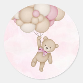 We Can Bearly Wait Pink Baby Shower Ronde Sticker