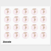 We Can Bearly Wait Pink Baby Shower Ronde Sticker (Vel)