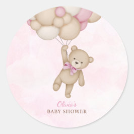 We Can Bearly Wait Pink Baby Shower Ronde Sticker