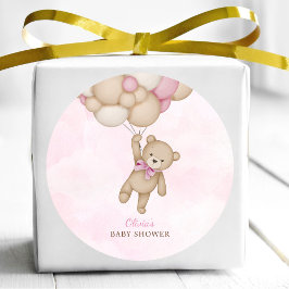 We Can Bearly Wait Pink Baby Shower Ronde Sticker