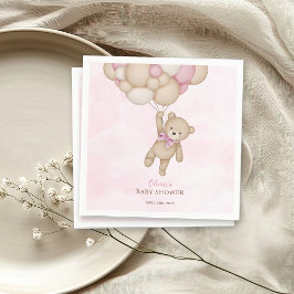 We Can Bearly Wait Pink Baby Shower Servet