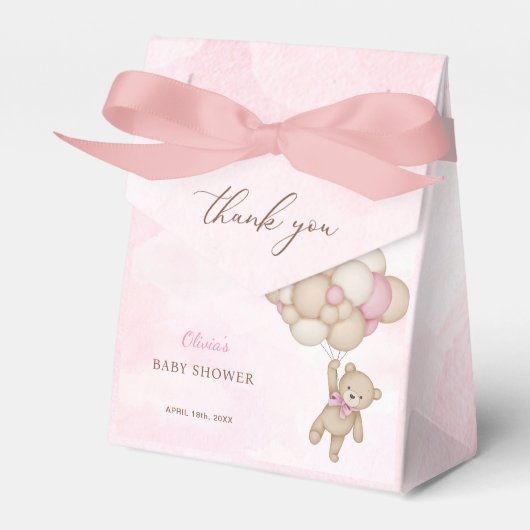 We Can Bearly Wait Pink Baby Shower Thank You Bedankdoosjes (Voorkant Zijde)