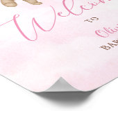 We Can Bearly Wait Pink Baby Shower Welcome Sign Poster (Hoek)