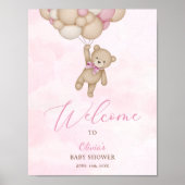 We Can Bearly Wait Pink Baby Shower Welcome Sign Poster (Voorkant)