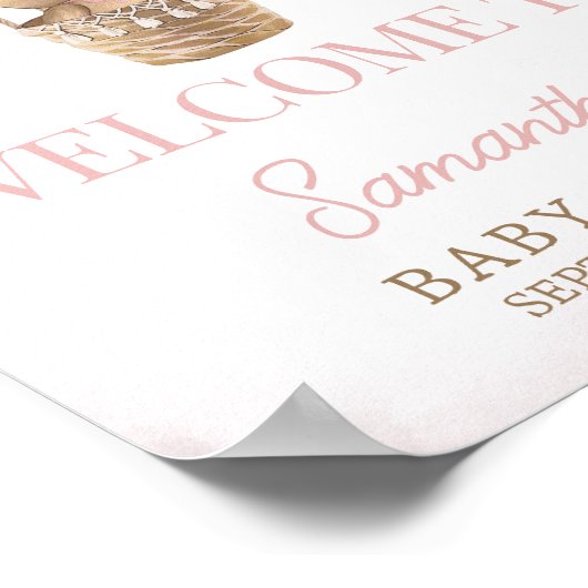 We Can Bearly Wait Pink Bear Welcome Poster (Hoek)