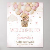 We Can Bearly Wait Pink Bear Welcome Poster (Voorkant)