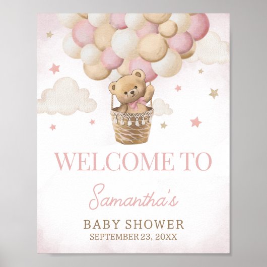 We Can Bearly Wait Pink Bear Welcome Poster (Voorkant)