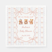 We Can Bearly Wait Pink Lace Ribbon Baby Shower  Servet (Voorkant)