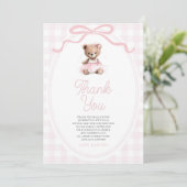 We Can Bearly Wait Pink Teddy Bear Baby Shower Bedankkaart (Staand voorkant)