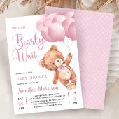 We Can Bearly Wait Pink Teddy Bear Baby Shower Kaart