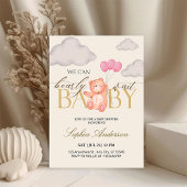 We Can Bearly Wait Pink Teddy Bear Baby Shower Kaart