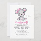 We Can Bearly Wait Pink Teddy Bear Baby Shower Kaart (Voorkant)