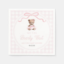 We Can Bearly Wait Pink Teddy Bear Baby Shower