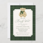 We Can Bearly Wait Plaid Teddy Bear Baby Shower Kaart (Voorkant)