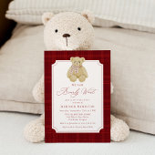 We Can Bearly Wait Plaid Teddy Bear Baby Shower Kaart