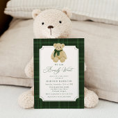 We Can Bearly Wait Plaid Teddy Bear Baby Shower Kaart