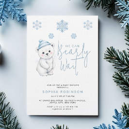 We Can Bearly Wait Polar Bear Winter Baby Shower Kaart