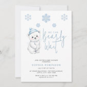 We Can Bearly Wait Polar Bear Winter Baby Shower Kaart (Voorkant)