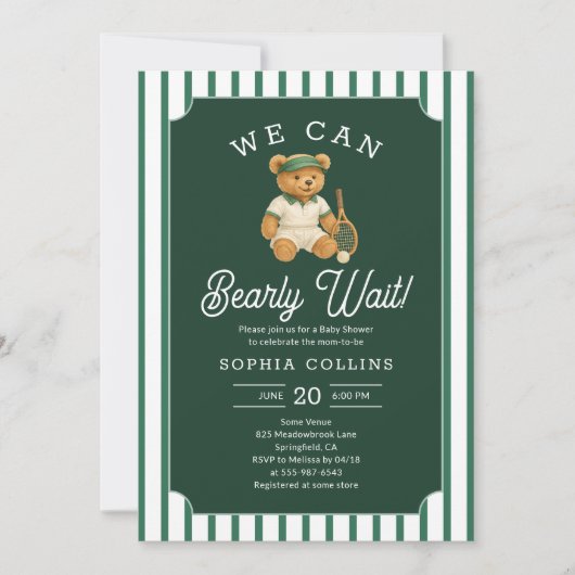 We Can Bearly Wait Preppy Bear Tartan Baby Shower Kaart (Voorkant)