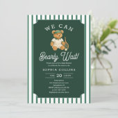We Can Bearly Wait Preppy Bear Tartan Baby Shower Kaart (Staand voorkant)