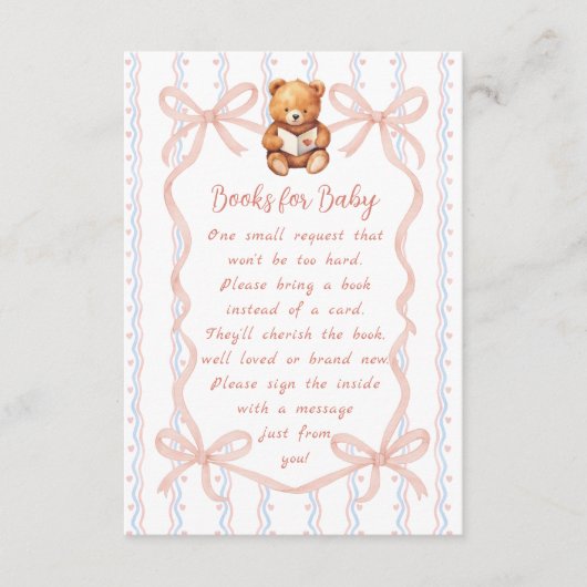 We Can Bearly Wait Ribbon Baby Shower Book Request Informatiekaartje (Voorkant)