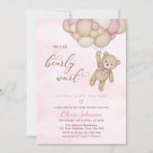 We Can Bearly Wait Roze Baby Borrel Kaart (Voorkant)