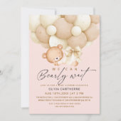 We can Bearly Wait Roze Baby Shower Kaart (Voorkant)