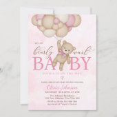 We Can Bearly Wait Roze Baby Shower Kaart (Voorkant)