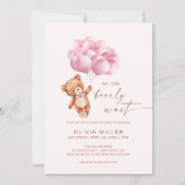 We Can Bearly Wait Roze Ballon Beer Babyshower Kaart (Voorkant)