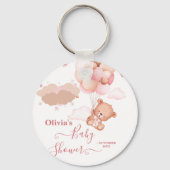 We Can Bearly Wait Roze Beer Babyshower Sleutelhanger (Voorkant)