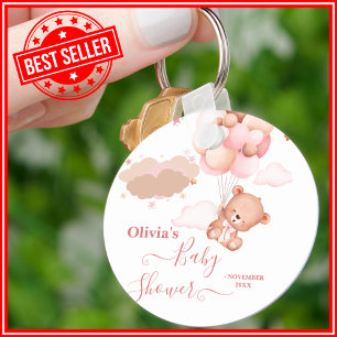 We Can Bearly Wait Roze Beer Babyshower Sleutelhanger