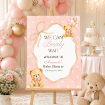 We Can Bearly Wait Roze Beer Meisje Baby Shower