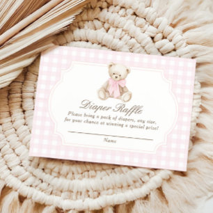 We Can Bearly Wait Roze Gestreepte Teddydbeer Baby Informatiekaartje