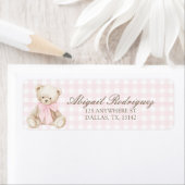 We Can Bearly Wait Roze Gingham beer Terug Etiket (Insitu)