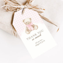 We Can Bearly Wait Roze Gingham Teddybeer Cadeautj