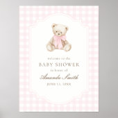 We Can Bearly Wait Roze Gingham Teddybeer Poster (Voorkant)