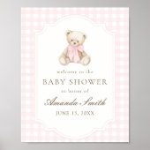 We Can Bearly Wait Roze Gingham Teddybeer Poster (Voorkant)