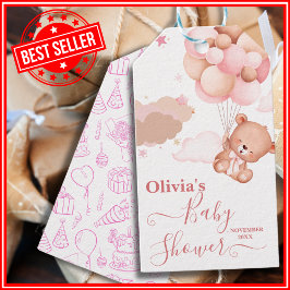 We Can Bearly Wait Roze Meisje Baby Borrel Cadeaulabel