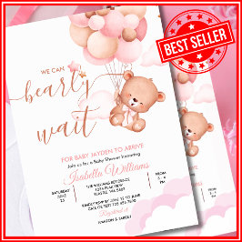 We Can Bearly Wait Roze Meisje Baby Borrel Kaart
