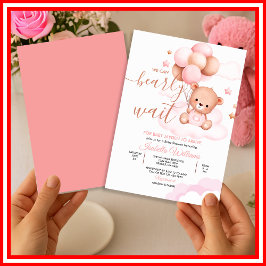 We Can Bearly Wait Roze Meisje Baby Borrel Kaart