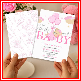 We Can Bearly Wait Roze Meisje Baby Borrel Kaart