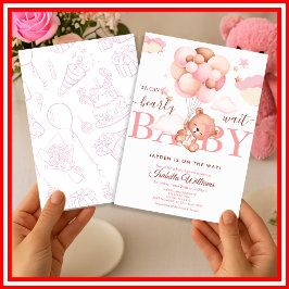 We Can Bearly Wait Roze Meisje Baby Borrel Kaart