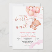 We Can Bearly Wait Roze Meisje Baby Borrel Kaart (Voorkant)