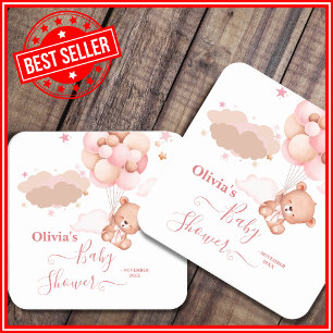 We Can Bearly Wait Roze Meisje Baby Borrel Kartonnen Onderzetters