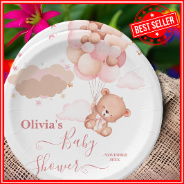 We Can Bearly Wait Roze Meisje Baby Shower Papieren Bordje