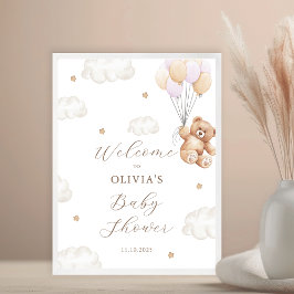 We Can Bearly Wait Roze Meisje Baby Shower Welkom Poster