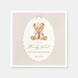 We Can Bearly Wait roze strikje meisje Baby Shower Servet