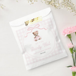 We Can Bearly Wait Roze Teddybeer Baby Shower Bedankzakje